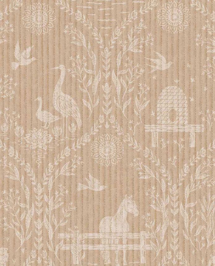 Brown wallpaper, animals, flowers, 363130, Tiny Treasures, Eijffinger