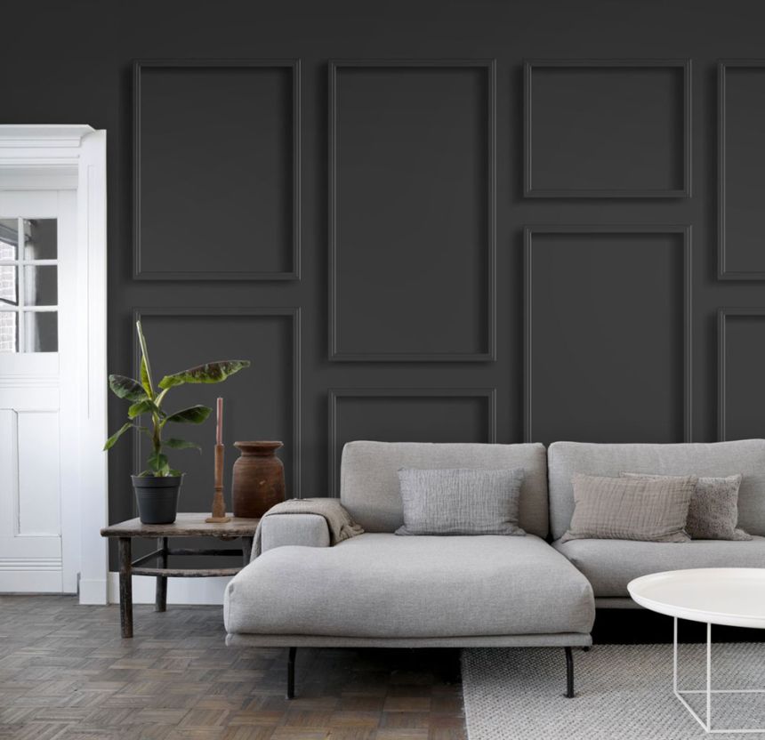 Non-woven 3d wall murals black panel 158940, 300x300cm, Black & White, Esta