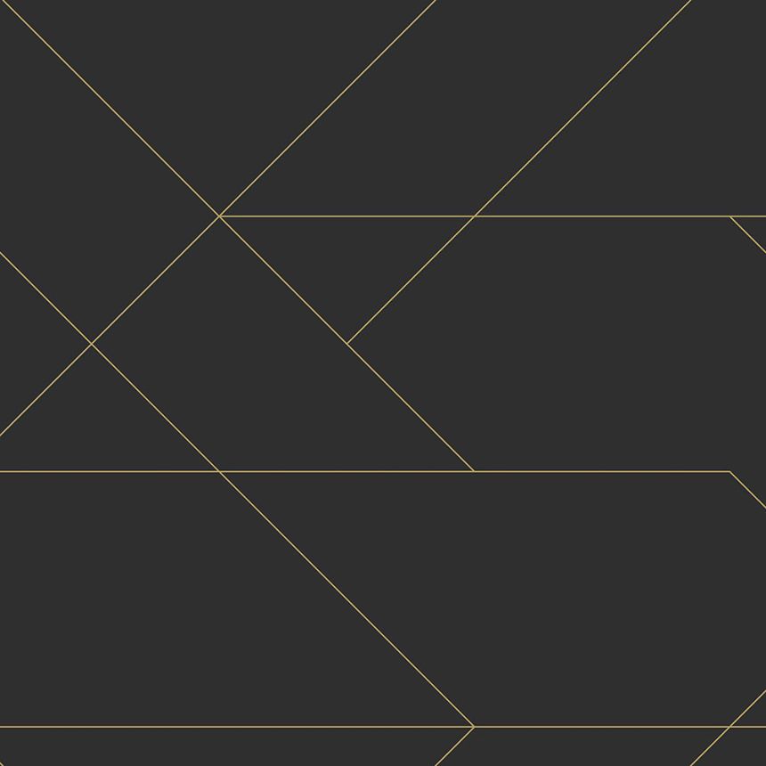 Black non-woven wallpaper with golden lines 139144, Black & White, Esta