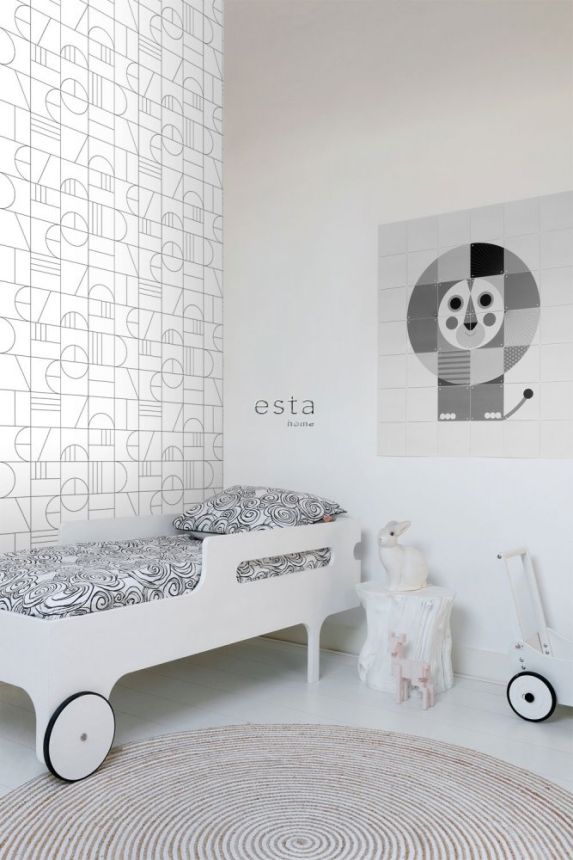 Black and white geometric pattern wallpaper 139142, Black & White, Esta
