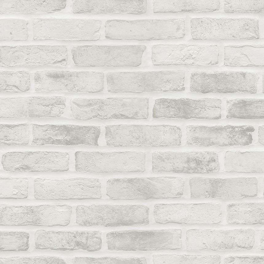 Non-woven gray wallpaper brick wallpaper 139137, Black & White, Esta