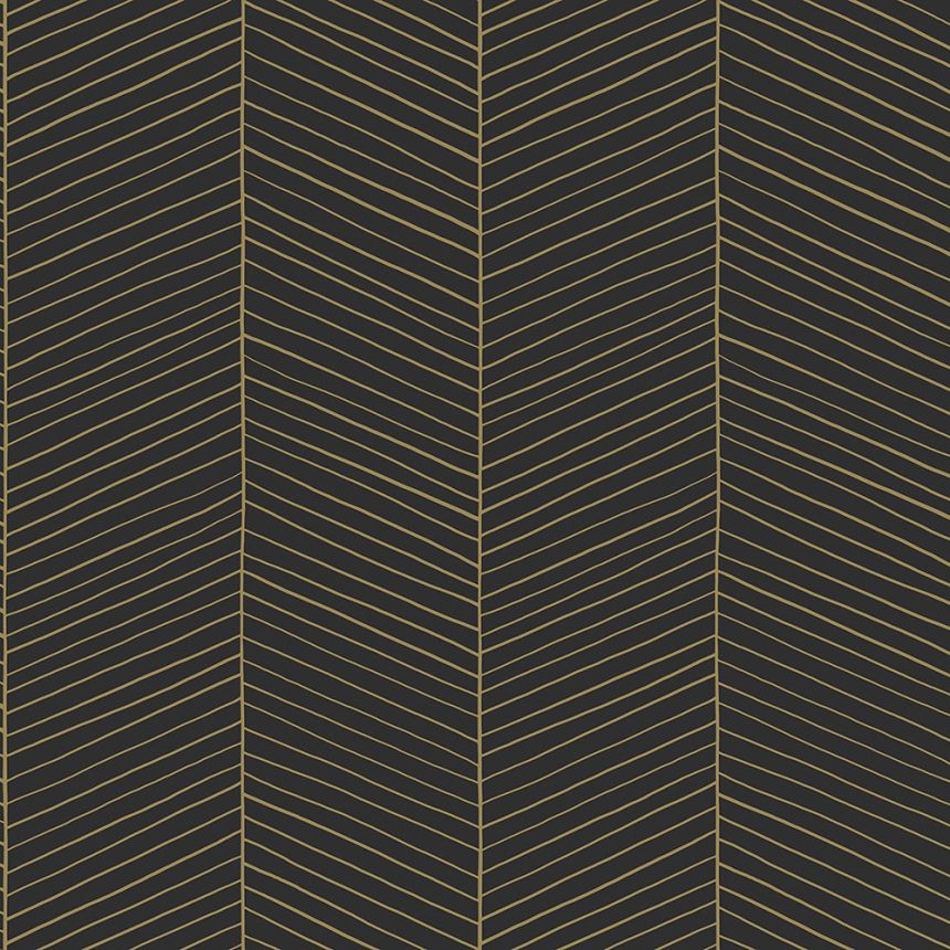 Black and gold stripes wallpapery 139136, Black & White, Art Deco, Esta