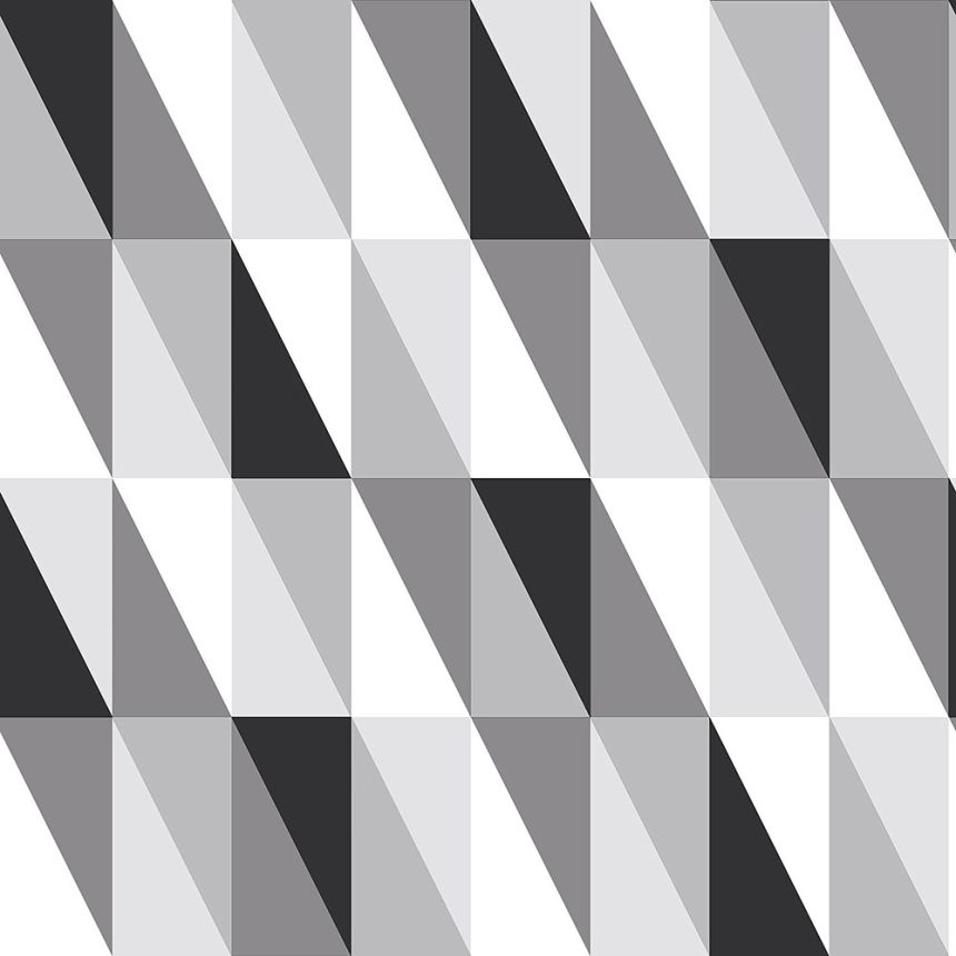 Non-woven wallpaper, triangles 139121, Black & White, Esta