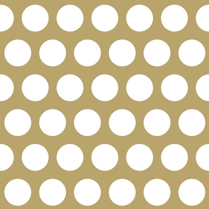 Golden non-woven wallpaper with white polka dots 139116, Black & White, Esta