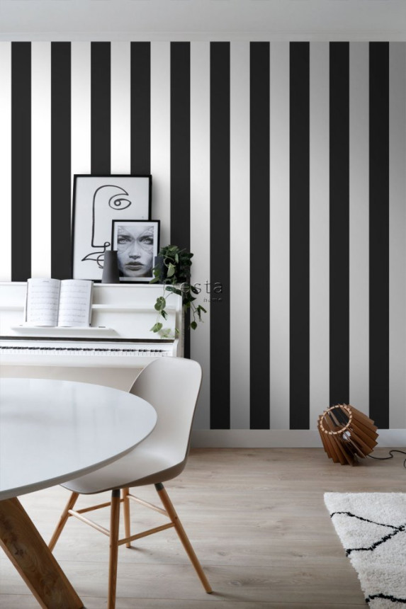 Black and white stripes wallpaper 139111, Black & White, Esta