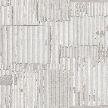 Metallic non-woven wallpaper design corrugated sheet 347619, Matières - Metal, Origin