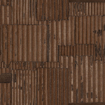 Brown metallic non-woven wallpaper design corrugated sheet 347616, Matières - Metal, Origin