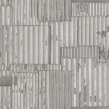 Gray-silver non-woven wallpaper design corrugated sheet 347615, Matières - Metal, Origin