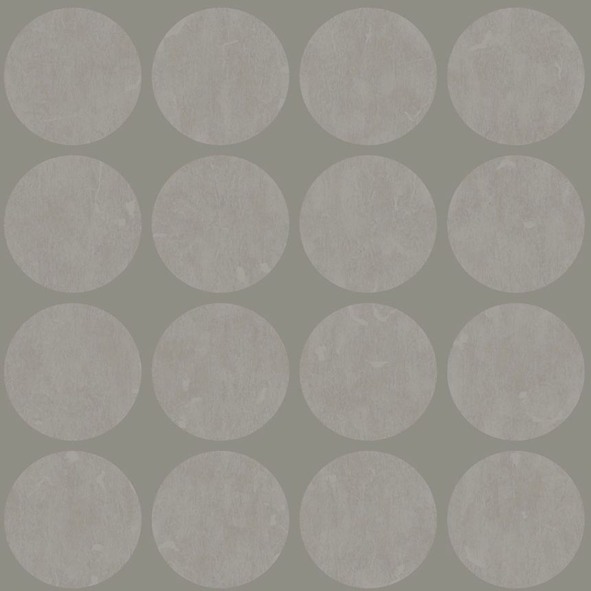 Non-woven brown wallpaper, matte polka dots on a metallic background 347609, Matières - Metal, Origin