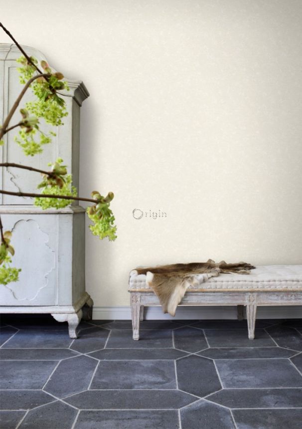 Cream non-woven wallpaper with a soft metallic sheen  346202, Matières - Metal, Origin