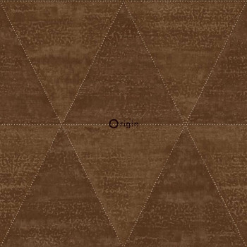 Non-woven brown wallpaper, imitation metal triangles 337604, Matières - Metal, Origin