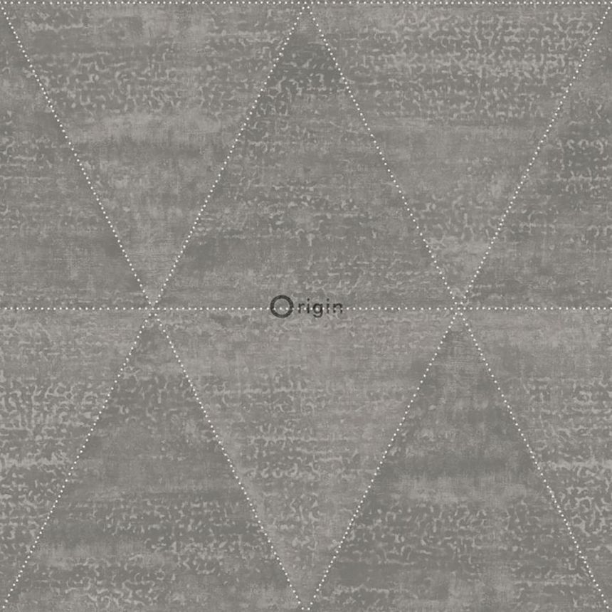 Non-woven wallpaper gray, imitation of metal triangles 337603, Matières - Metal, Origin