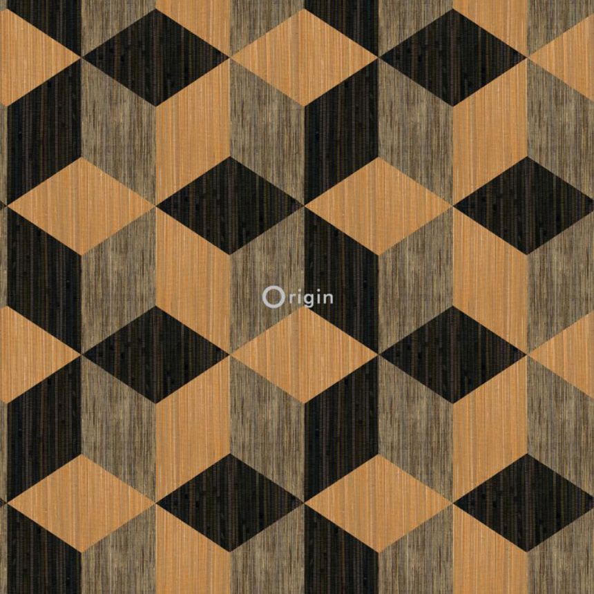 Geometric non-woven wallpaper, imitation mat 357215, Matières - Wood, Origin