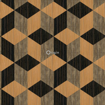 Geometric non-woven wallpaper, imitation mat 357215, Matières - Wood, Origin
