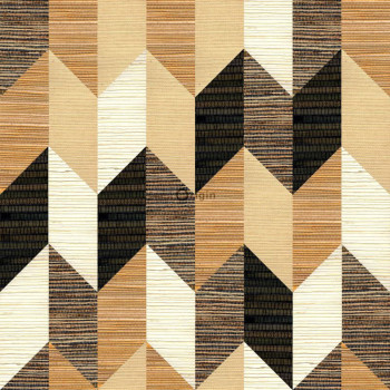 Geometric non-woven wallpaper, imitation mat 357214, Matières - Wood, Origin