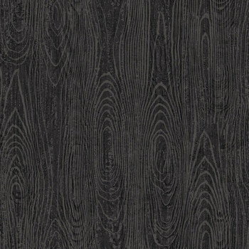 Black semi-gloss non-woven wallpaper, imitation wood 347558, Matières - Wood, Origin