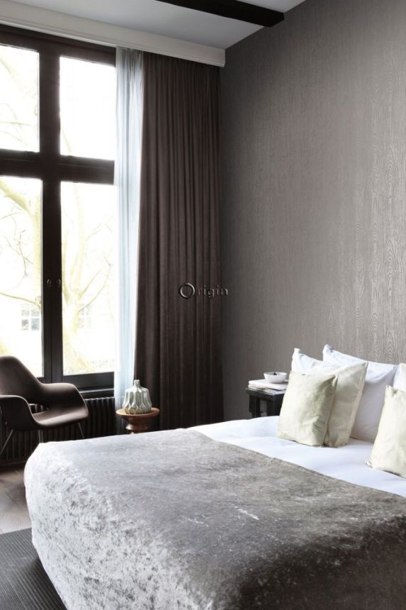 Metallic non-woven wallpaper gray-brown, imitation wood 347556, Matières - Wood, Origin