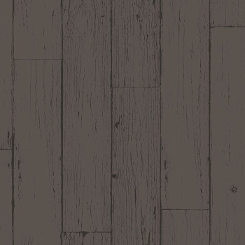 Metallic black and silver non-woven wallpaper, imitation wood, boards 347552, Matières - Wood, Origin