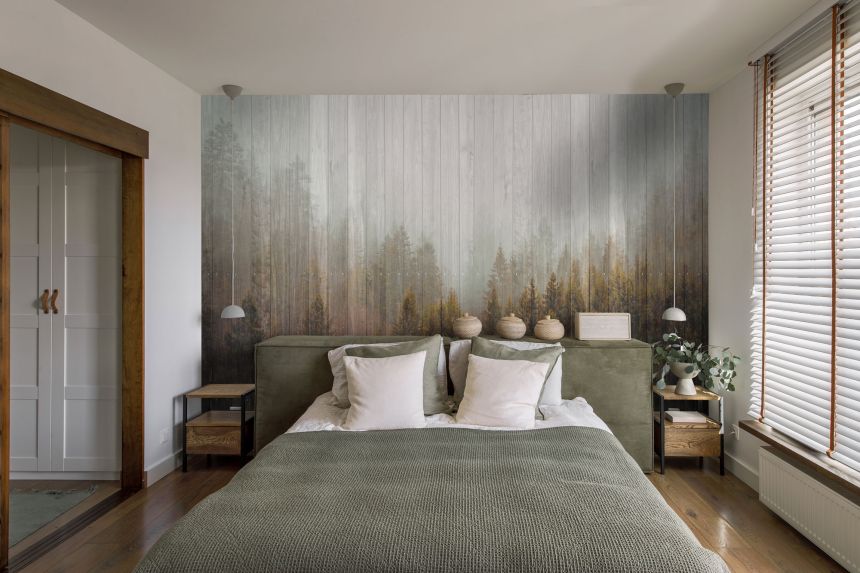 Custom wall murals, Wooden fence, forest, trees, 10229, Vavex