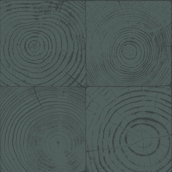 Blue non-woven wallpaper, imitation wood with annual rings 347549, Matières - Wood, Origin