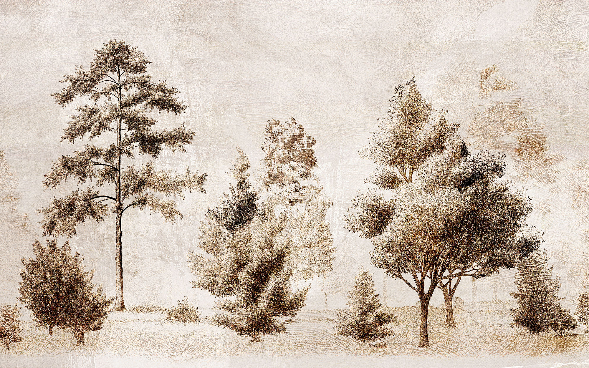 Custom wall murals, Illustrated landscape, trees, 10253, Vavex