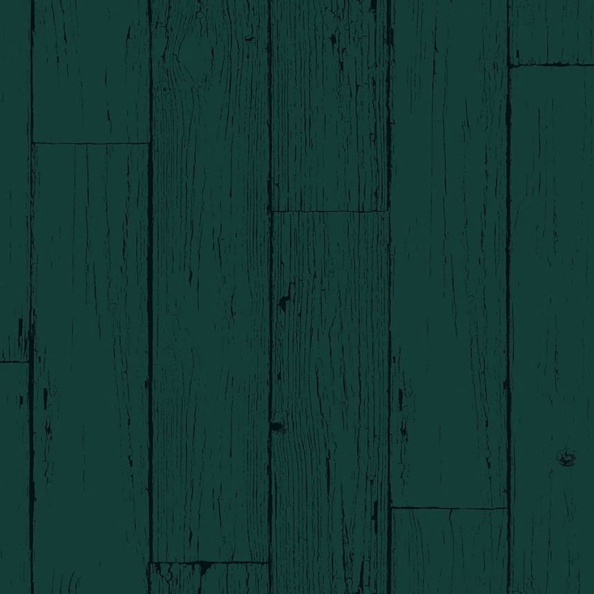 Green-black non-woven wallpaper imitation wood, boards 347536, Matières - Wood, Origin