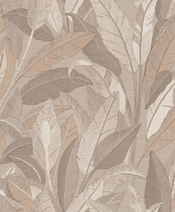 Leaf Wallpaper, Red-Brown, Brown, RE521053, Renaissance, Design ID