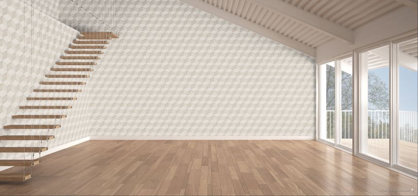 3D Wood Effect Wallpaper, Light Beige-Grey, RE521091, Renaissance, Design ID
