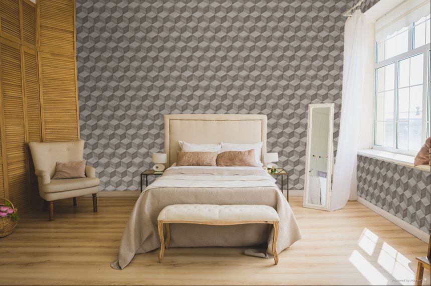 3D Wood Effect Wallpaper, Grey, RE521092, Renaissance, Design ID
