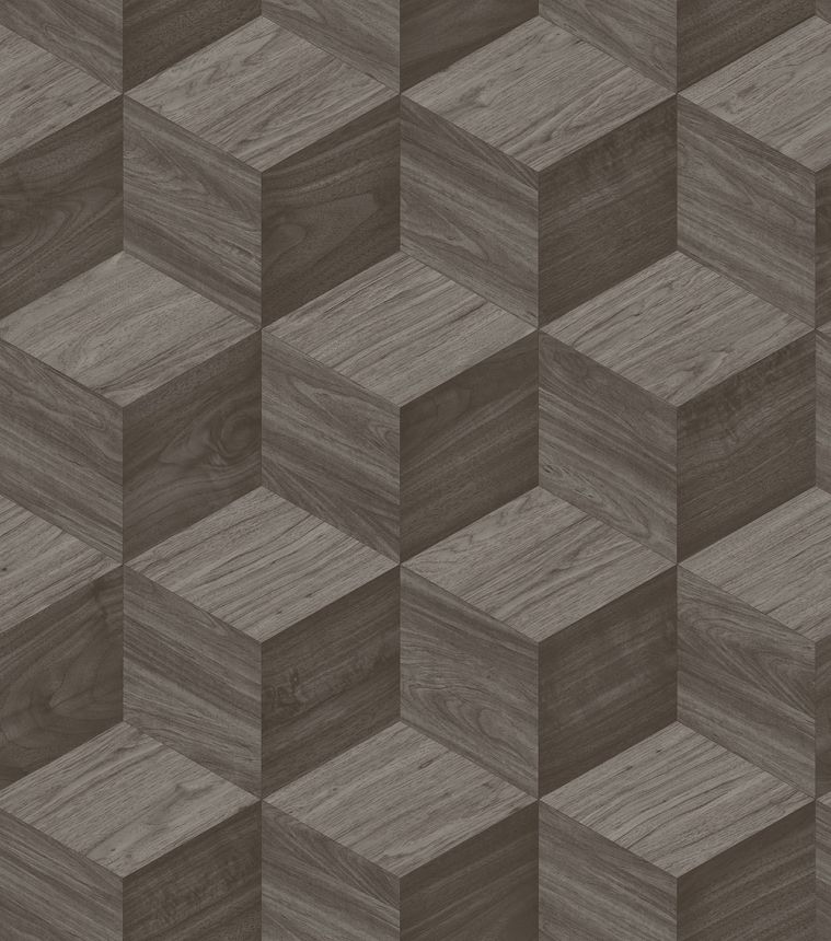 3D Wood Effect Wallpaper, Dark Grey, RE521093, Renaissance, Design ID