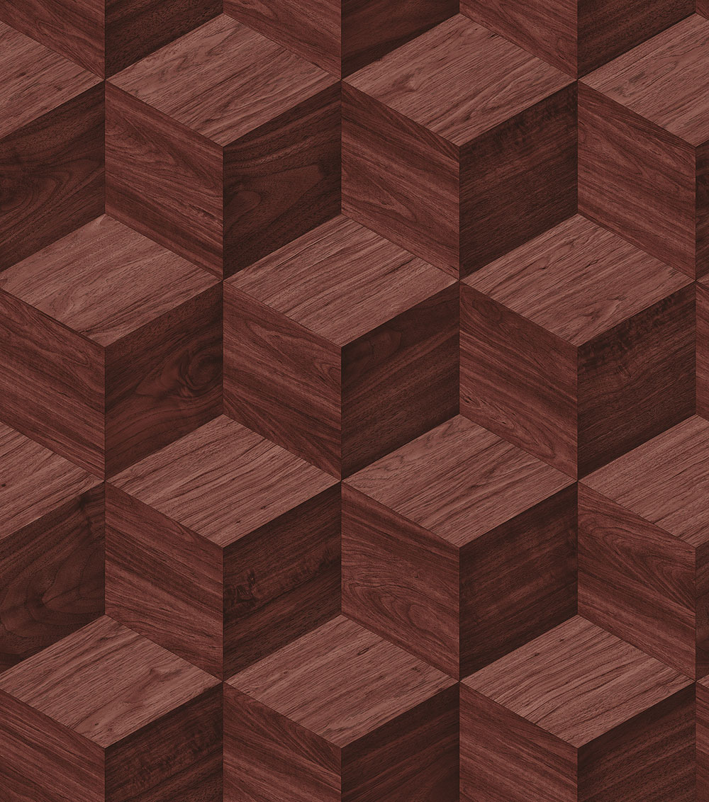 3D Wood Effect Wallpaper, Red-Brown, RE521096, Renaissance, Design ID