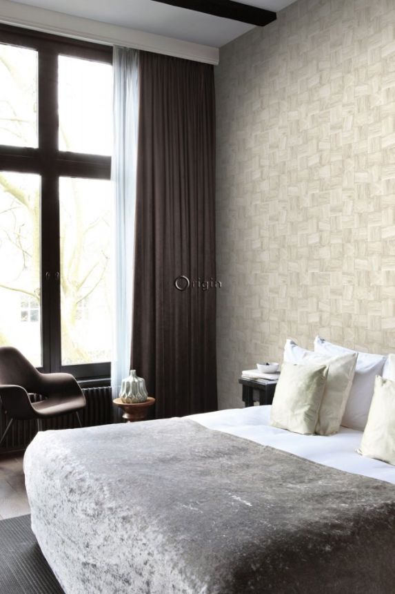 Gray-beige non-woven wallpaper Wood, imitation wood paneling 347517, Matières - Wood, Origin