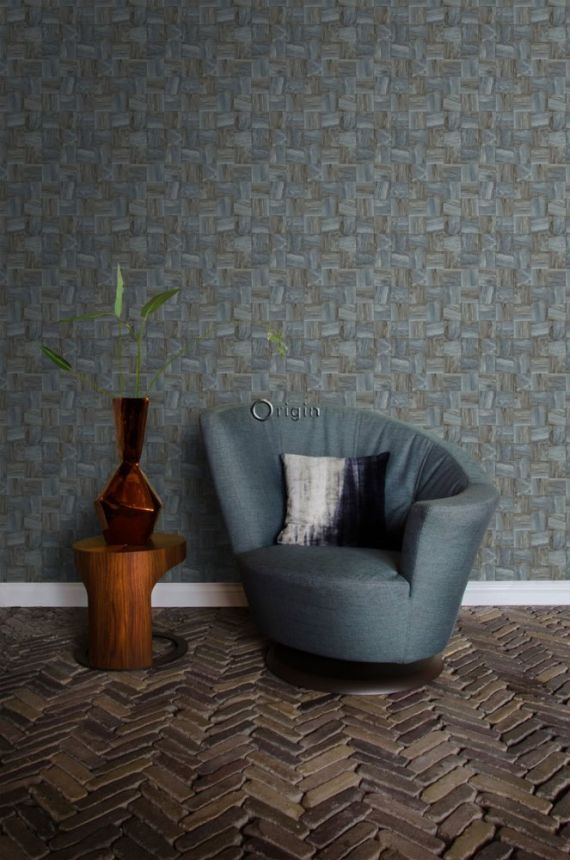Gray-blue non-woven wallpaper Wood, imitation wood paneling 347514, Matières - Wood, Origin