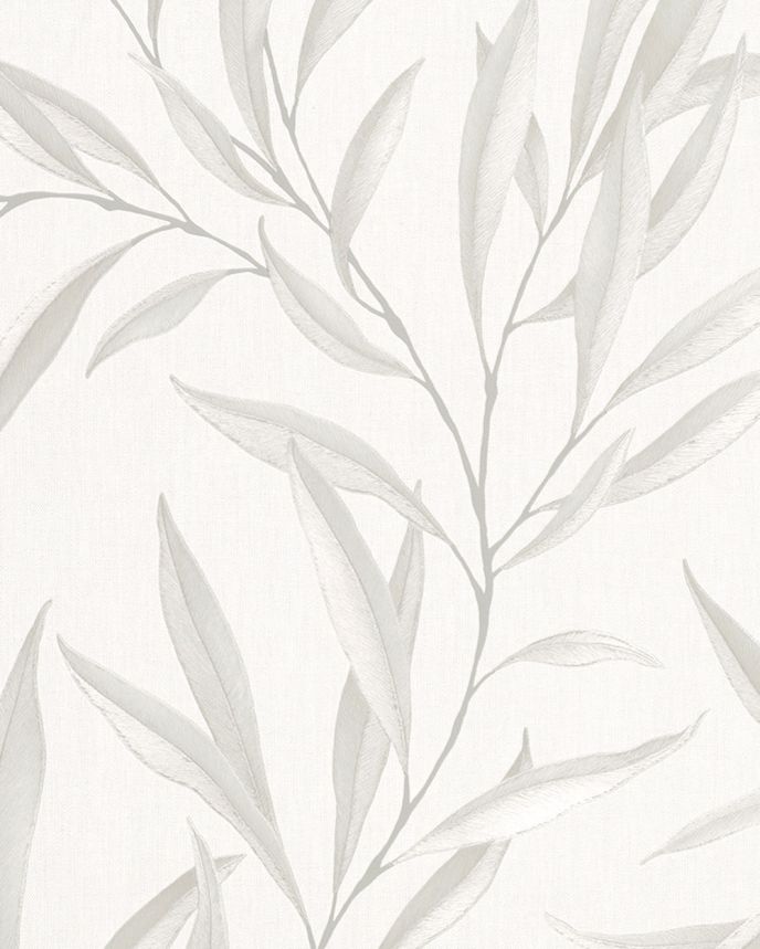 Non-woven wallpaper, cream, gray, Leaves, twigs, S 32202, Wohndesign 2026, Marburg
