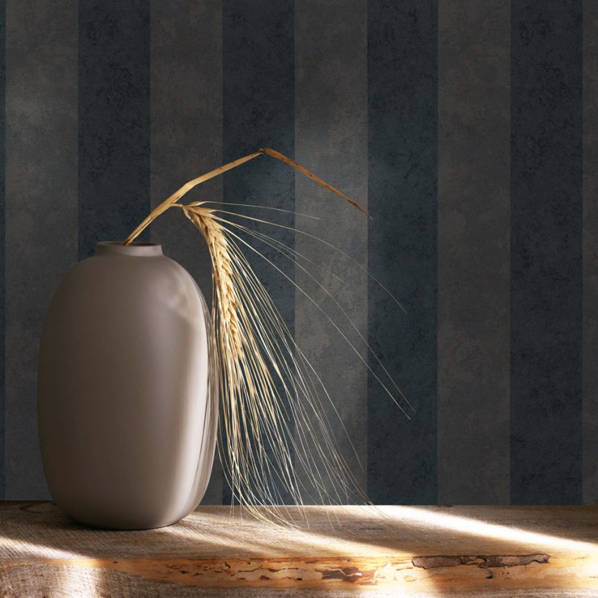 Non-woven wallpaper, black, anthracite, Stripes, vintage, S 34821, Bestseller Basic 1, Marburg