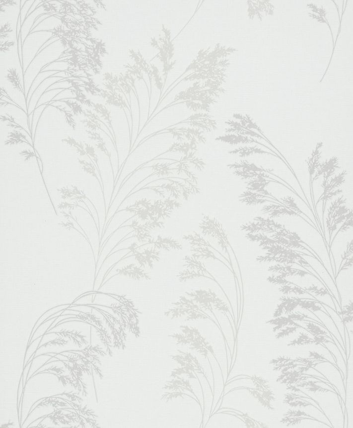 Non-woven wallpaper, white-gray, silver, Flowers, Leaves, S 82342, Bestseller Basic 1, Marburg