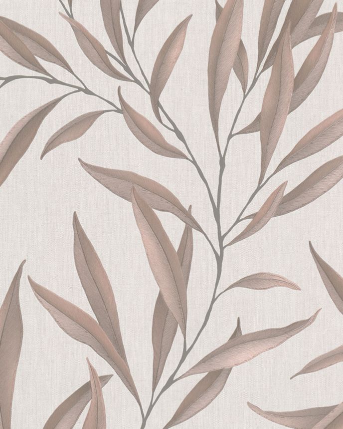 Non-woven wallpaper, cream, pink-gray, Leaves, twigs, S 32203, Wohndesign 2026, Marburg