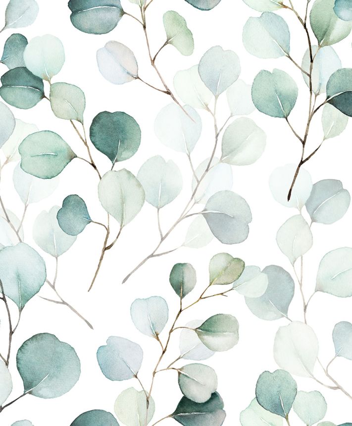 Non-woven wallpaper, green, white, Leaves, S 47420, Wohndesign 2026, Marburg