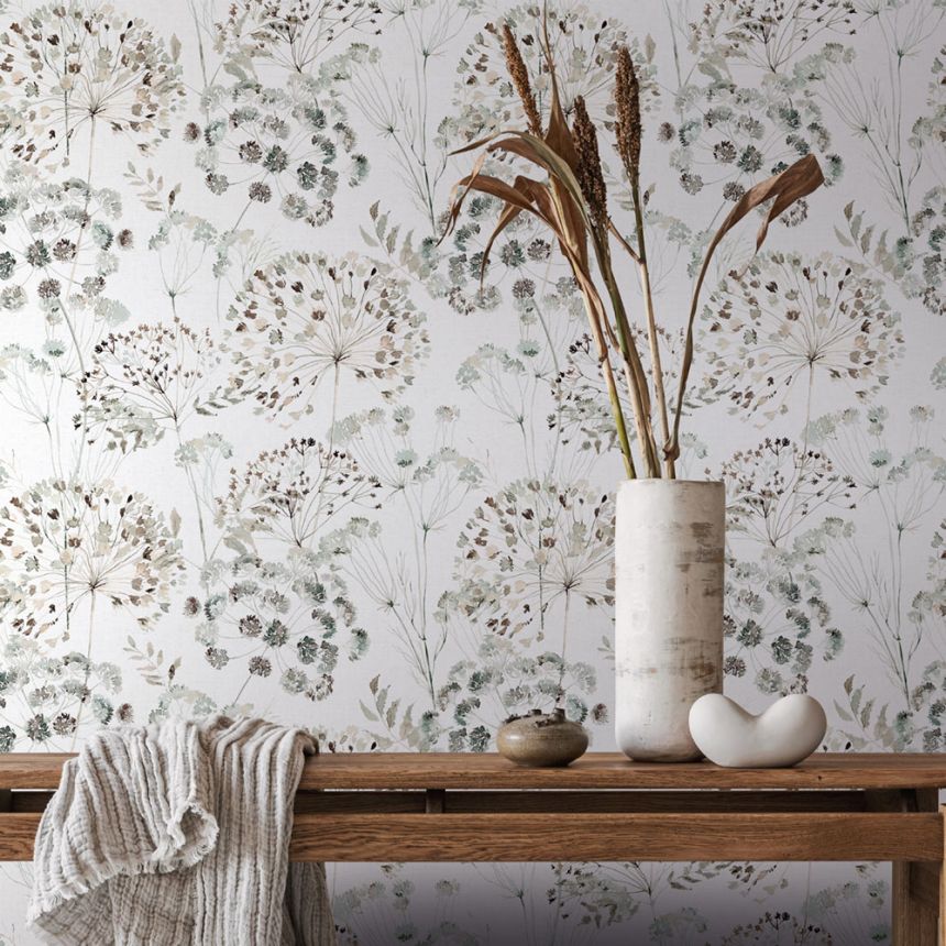 Non-woven wallpaper, gray-green, Meadow Flowers, S 35637, Wohndesign 2026, Marburg