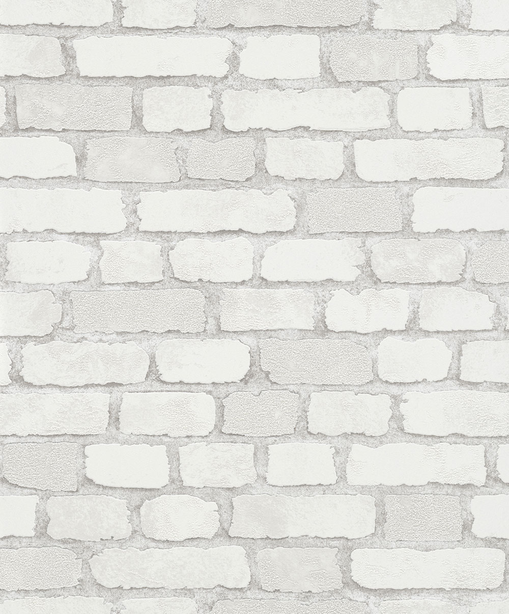 Wallpaper with a brick wall design, gray, white, S 58412, Pia, Novamur