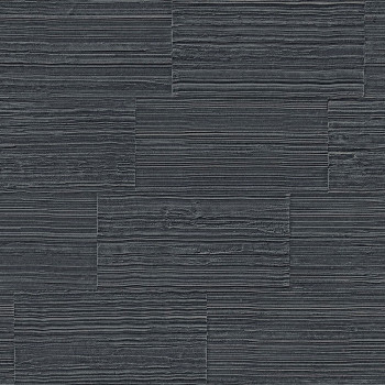 Non-woven wallpaper, imitation of black and silver stone cladding 347572, Matières - Stone, Origin