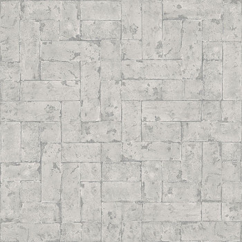 Non-woven wallpaper gray, imitation of stone cladding 347570, Matières - Stone, Origin