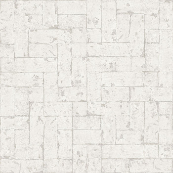Gray-white non-woven wallpaper, imitation of stone cladding 347567, Matières - Stone, Origin