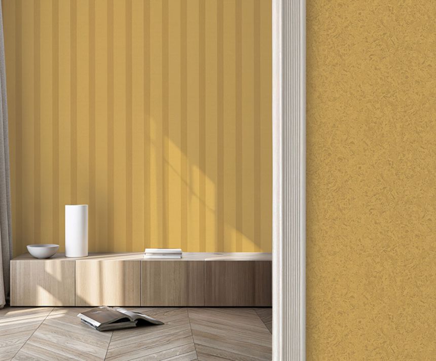 Non-woven wallpaper, mustard gold, imitation luxury plaster finish, Z40017, Tradizione Italiana 3, Zambaiti Parati