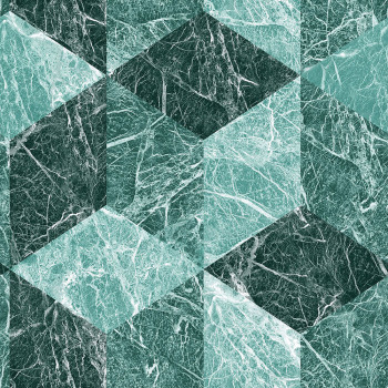 Non-woven wallpaper, imitation of green marble 3D tiling 347319, Matières - Stone, Origin