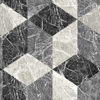 Non-woven wallpaper, imitation of gray-black marble 3D tiling 347318, Matières - Stone, Origin