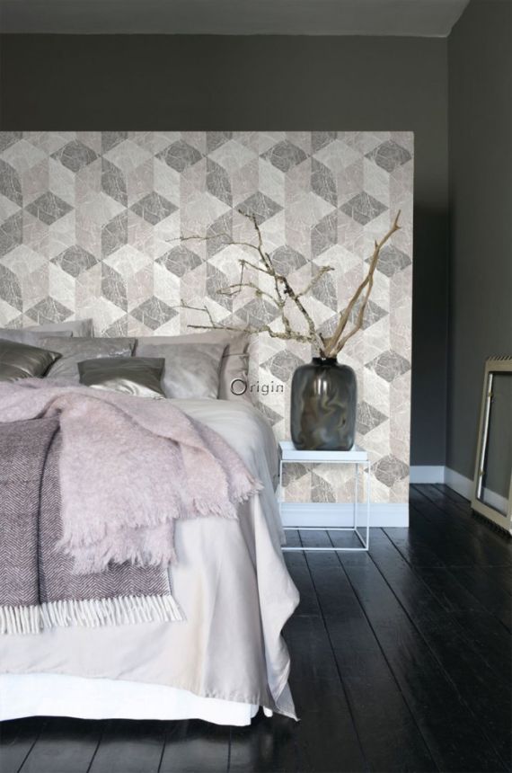Non-woven wallpaper, imitation of gray-beige marble 3D tiling 347317, Matières - Stone, Origin