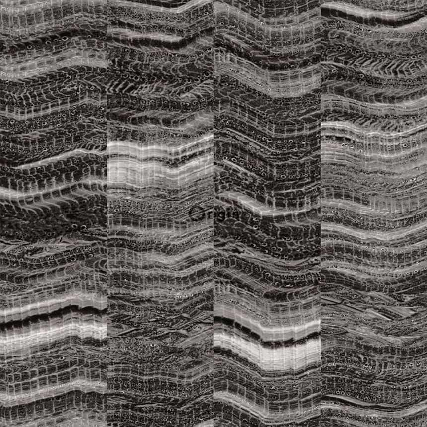 Non-woven wallpaper, gray-black marble tile pattern 337250, Matières - Stone, Origin