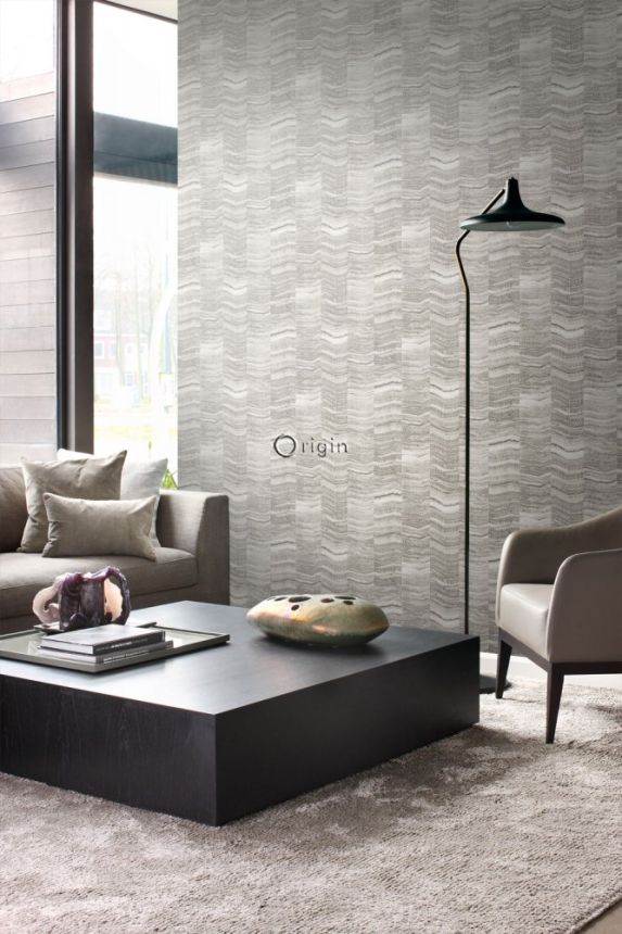 Non-woven wallpaper, gray marble tile pattern 337246, Matières - Stone, Origin