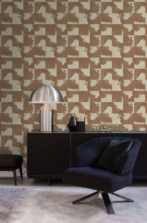 Non-woven wallpaper, square pattern of calfskin 347804, Luxury Skins, Origin